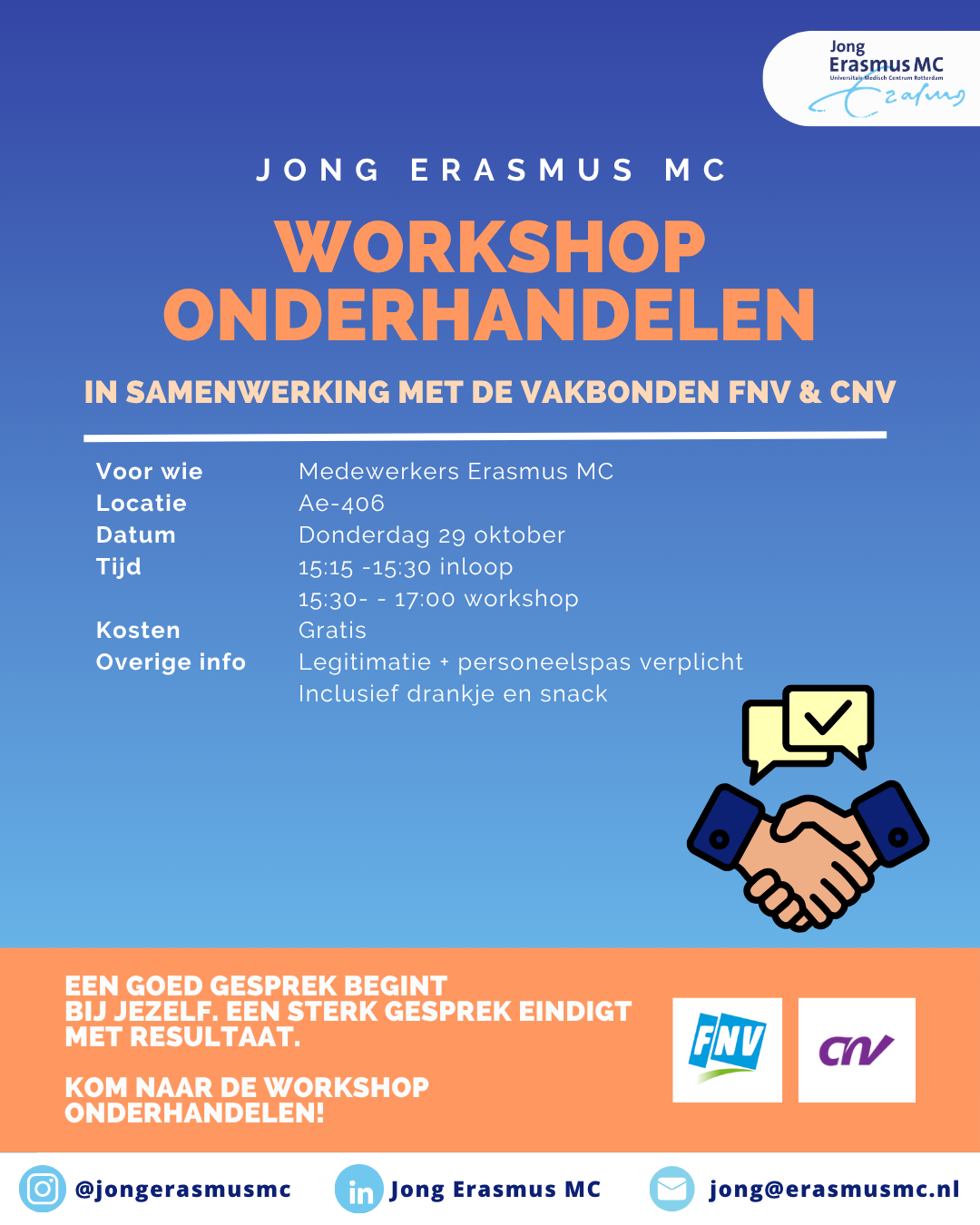 Workshop Onderhandelen Jong Erasmus MC x FNV/CNV 